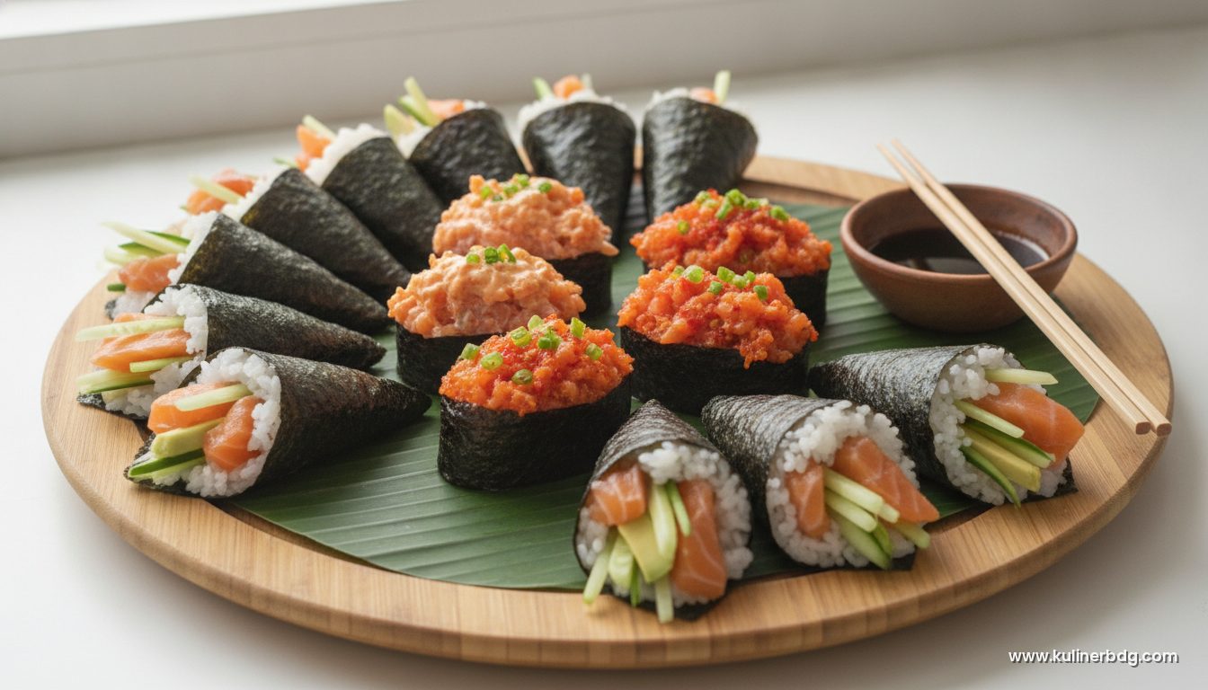Resep Sushi Gunkan Maki & Temaki Cone, Duo Sushi Kekinian - KulinerBDG